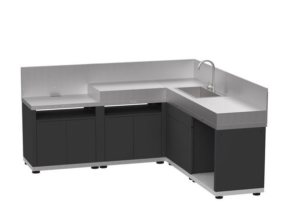 Cuisine extérieure d'angle 5 éléments avec crédences - DUO - Le Marquier