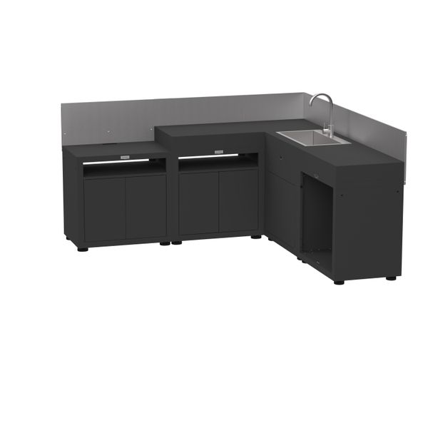 Cuisine extérieure d'angle 5 éléments avec crédences - NOIR - Le Marquier