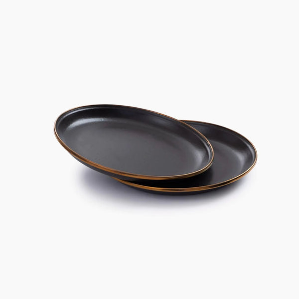 Vaisselle Enamelware DINING COLLECTION - Petites Assiettes Creuses - couleur: charcoal - lot de 2 - Barebones Default Title