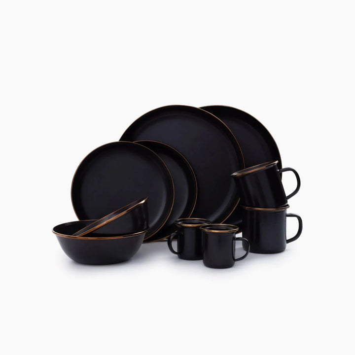 Vaisselle Enamelware DINING COLLECTION - Petites Assiettes Creuses - couleur: charcoal - lot de 2 - Barebones Default Title