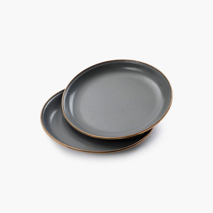 Vaisselle Enamelware DINING COLLECTION - Petites Assiettes Creuses - couleur: gris ardoise - lot de 2 - Barebones Default Title